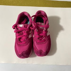 Pink and white kids New Balance size 12